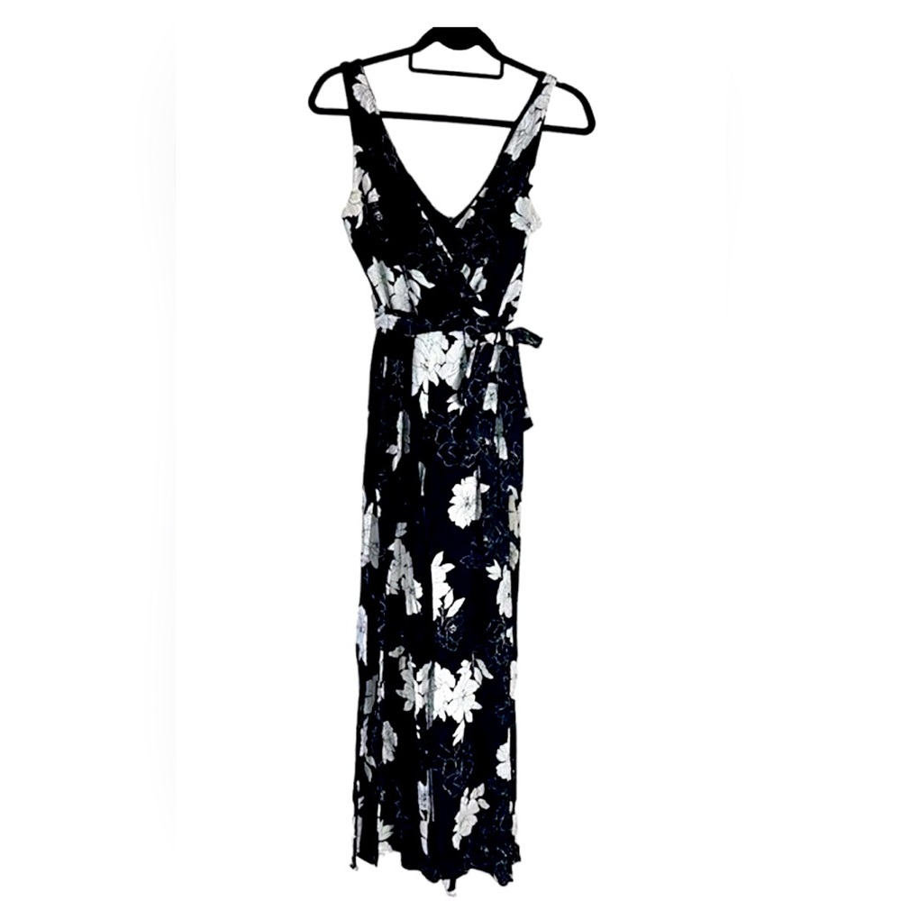Aqua ruffle v-neck maxi dress